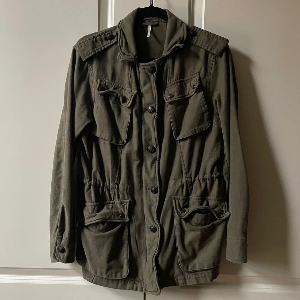 Free People Oversized Not Your Brother's Surplus Jacket in Olive size XS - Picture 3 of 7